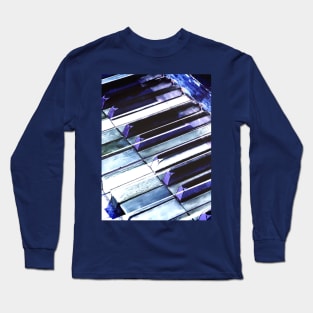 Blue Abstract Piano Keys Long Sleeve T-Shirt